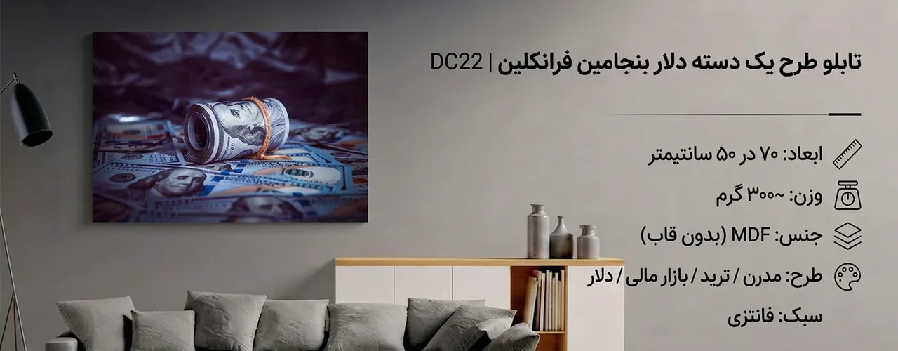 تابلو طرح یک دسته دلار بنجامین فرانکلین چندرنگ 